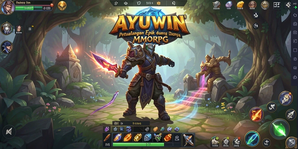 Tangkapan layar AYUWIN menampilkan aksi petualangan yang mendebarkan di dunia MMORPG.