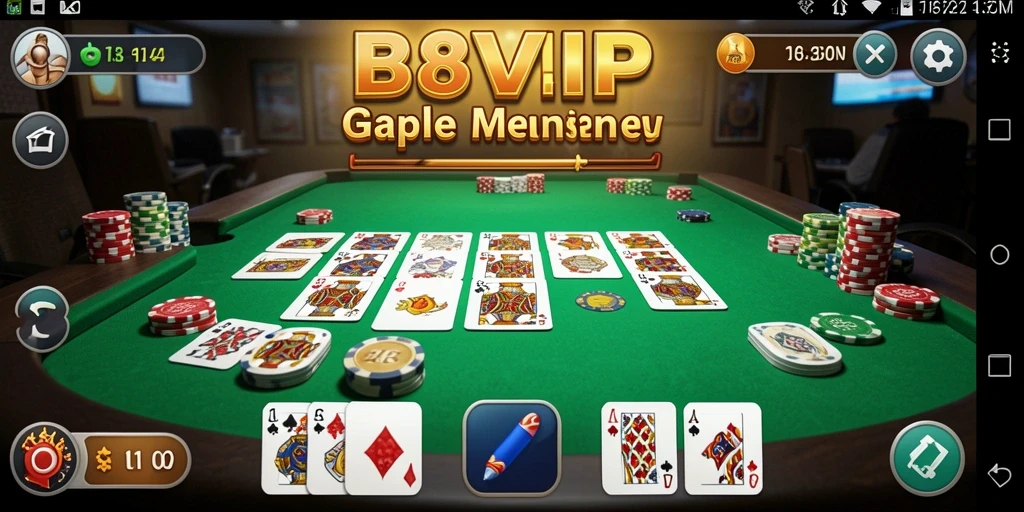 Tampilan gameplay Gaple yang seru dan interaktif di B8VIP.