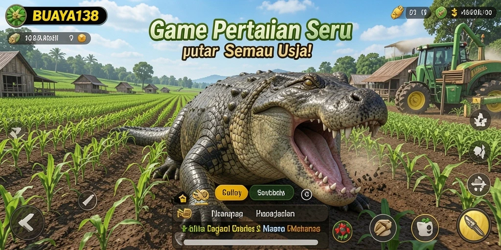 Tampilan gameplay BUAYA138 yang menggambarkan aktivitas bertani.
