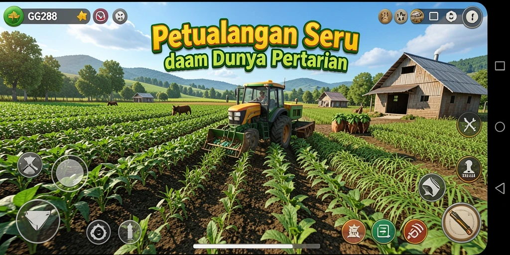 Screenshot gameplay GG288 menampilkan keseruan bertani dan memanen hasil.