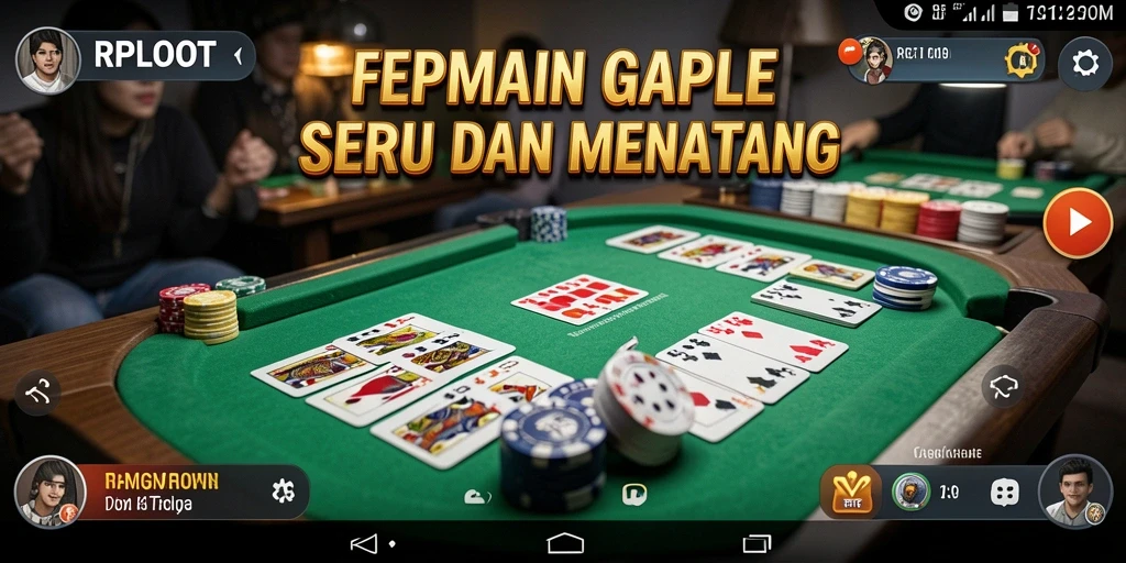 Screenshot utama RPLOOT menampilkan gameplay Gaple yang seru dan interaktif.