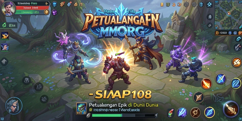 Screenshot SIAP108 menampilkan pertempuran epik dalam dunia MMORPG yang luas.