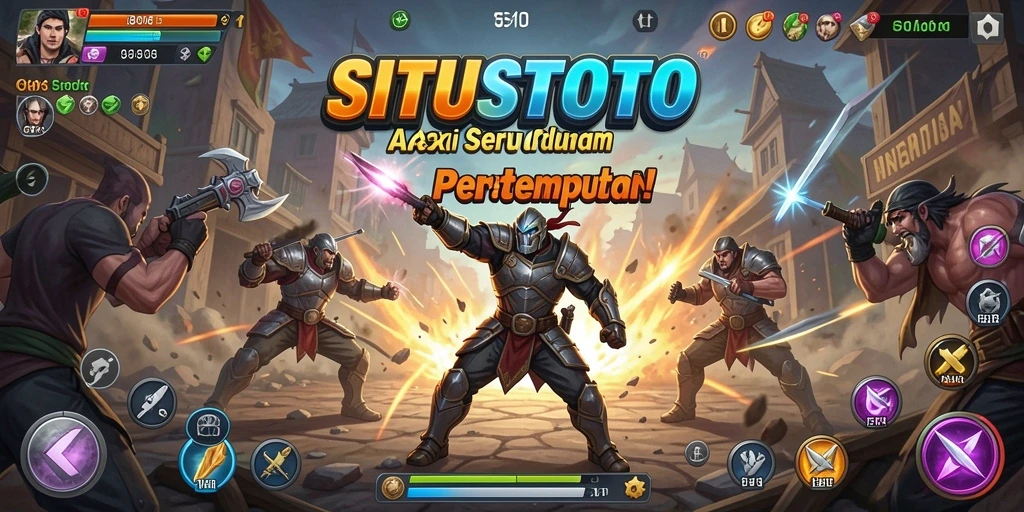 Tampilan gameplay menegangkan dalam SITUSTOTO saat bertempur.